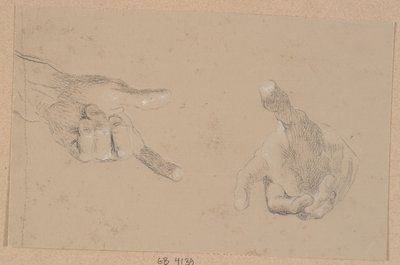 Twee studies van een hand door Nicolai Abildgaard