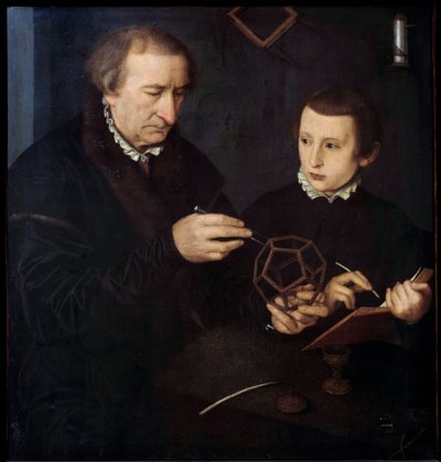 Portret van de Duitse kalligraaf en wiskundige Johann Neudorfer de Oude door Nicolas (workshop) Neufchatel