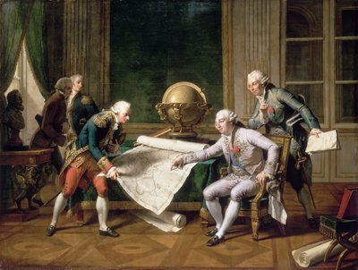 Lodewijk XVI geeft instructies aan Kapitein La Pérouse, 29 juni 1785 door Nicolas André Monsiaux