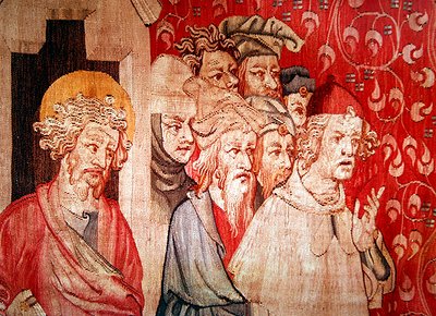Detail van Mannen die naar de Engel Luisteren die hun Marteling Voorspelt, uit 