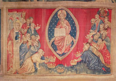 De vierentwintig ouderlingen werpen zich neer voor God, uit de Apocalyps-tapijt van Angers, 1373-87 door Nicolas Bataille