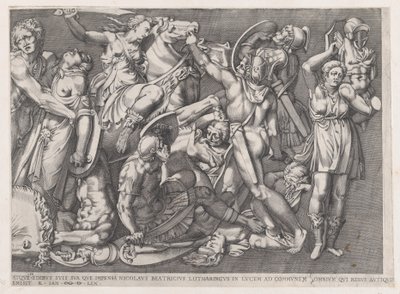 Speculum Romanae Magnificentiae: Slag van de Amazonen, 1559 door Nicolas Beatrizet