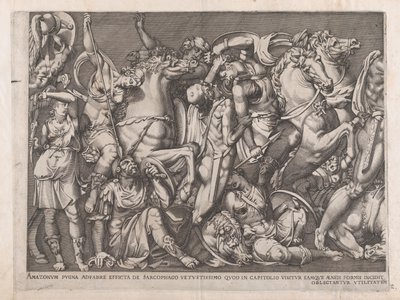 Speculum Romanae Magnificentiae: Slag van de Amazonen, 1559 door Nicolas Beatrizet
