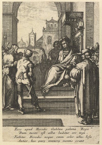 Christus voor Pilatus, uit De passie van Christus, midden 17e eeuw door Nicolas Cochin