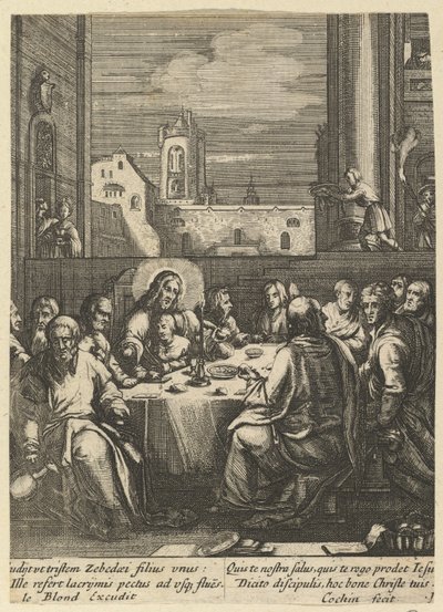 Het Laatste Avondmaal, uit De Passie van Christus door Nicolas Cochin