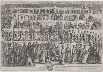 De Processie van de Kist van St. Genevieve, met Geestelijken en Leken in Zes Rijen door Nicolas Cochin