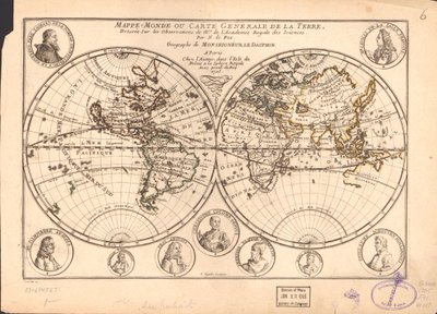 Wereldkaart of algemene kaart van de aarde LOC 83694567 door Nicolas de Fer