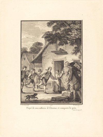 Gepikeerd door mijn spot, hij doet zijn best en wint de prijs door Nicolas Delaunay after Jean Michel Moreau