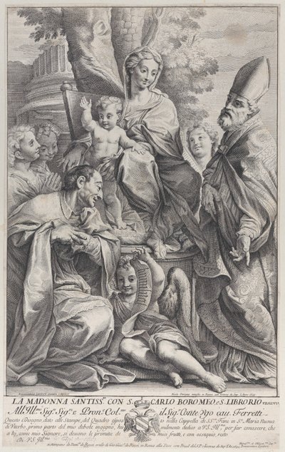 Maagd en Kind met Sint Liborius en Carlo Borromeo, 1693-95 door Nicolas Dorigny