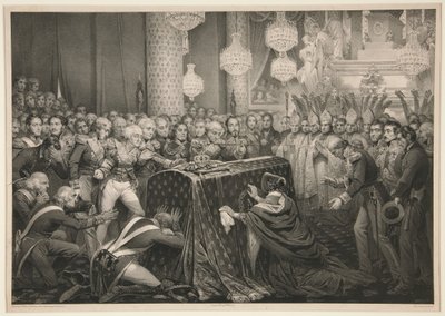 De stoffelijke resten van keizer Napoleon in Les Invalides door Nicolas Eustache Maurin