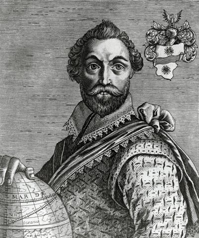Portret van Francis Drake (1540-1596) door Nicolas II de Larmessin
