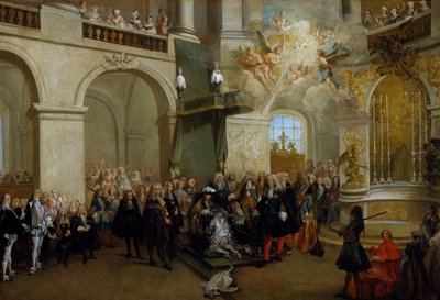 Verlening van de Orde van de Heilige Geest in de kapel van Versailles, 3 juni 1724 door Nicolas Lancret