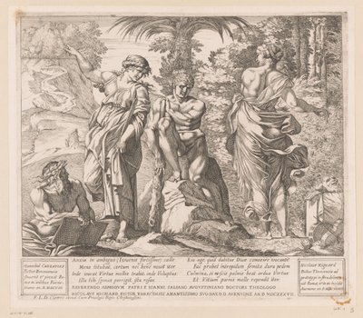 Hercules tussen Deugd en Ondeugd door Nicolas Mignard