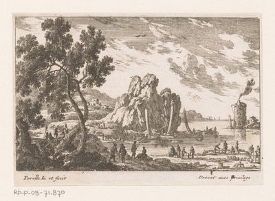 Kustlandschap met toren door Nicolas Perelle