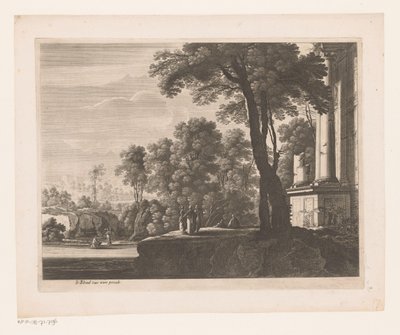 Landschap met Tobias en de engel door Nicolas Perelle
