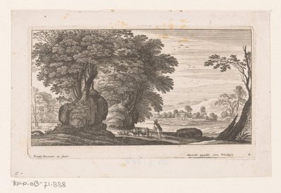 Landschap met figuur en vee door Nicolas Perelle