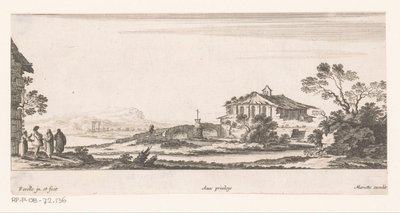 Landschap met kapel door Nicolas Perelle