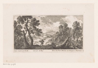 Landschap met man met wapperende mantel door Nicolas Perelle