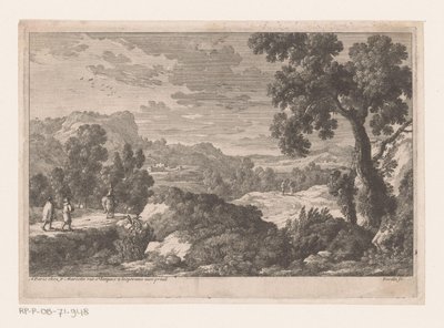Landschap met reizigers door Nicolas Perelle