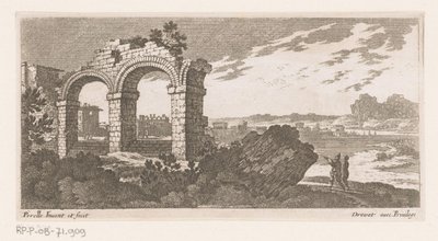 Landschap met ruïne met twee bogen door Nicolas Perelle