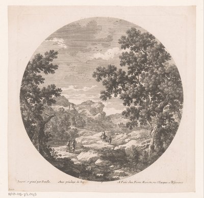 Landschap met wandelaars en lastdier door Nicolas Perelle