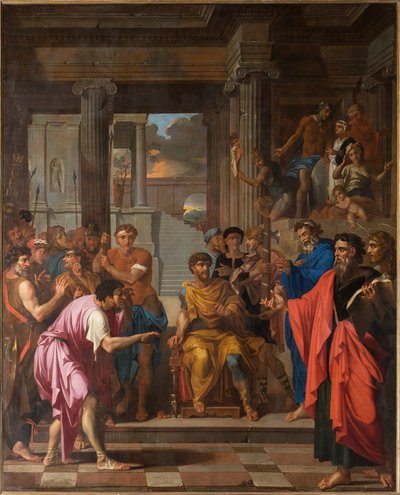 Sint Paulus verblindt de valse profeet Bar-Jezus en bekeert de Proconsul Sergius door Nicolas Pierre Loir