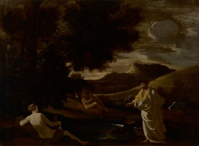 Koning Midas verandert een eikentak in goud door Nicolas Poussin