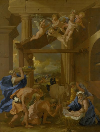 De aanbidding van de herders door Nicolas Poussin