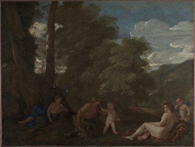 Nimfen en een Sater Amor Vincit Omnia, c. 1625-1627 door Nicolas Poussin