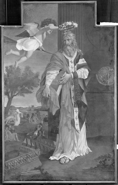 St. Denis gekroond door een engel door Nicolas Poussin