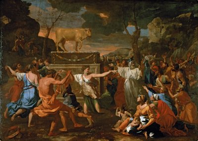 De aanbidding van het gouden kalf ... door Nicolas Poussin