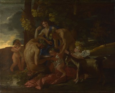De opvoeding van Bacchus, ca. 1628-1629 door Nicolas Poussin