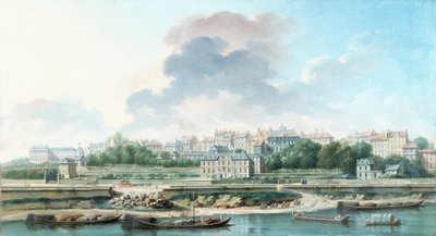 Le Quai et le Village de Passy, vue de la rive gauche, en 1757 door Nicolas Raguenet