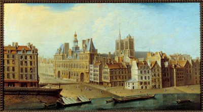 Zicht op het stadhuis en Place de Greve in Parijs in 1750 door Nicolas Raguenet
