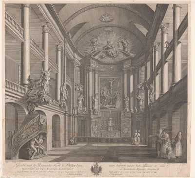 Interieur van de Sint-Rosaliakerk te Rotterdam door Nicolas Ransonnette