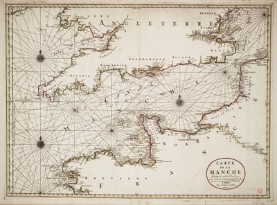 Kaart van het Engelse Kanaal en de Atlantische kusten van Zuid-Brittannië en Noord-Frankrijk door Nicolas Sanson D
