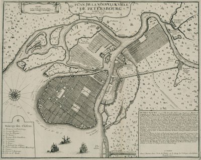 Kaart van Petersburg, 1717 door Nicolas de Fer