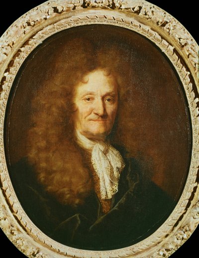 Medaillon van dichter Jean de La Fontaine ... (schilderij op doek) door Nicolas de Largillière
