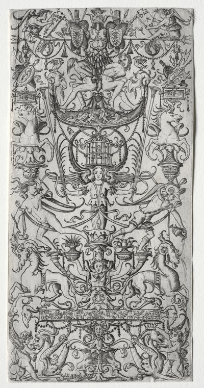 Ornamentpaneel met een Vogelkooi door Nicoletto da Modena