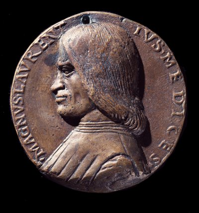 Portretmedaille van Lorenzo de Medici, bekend als de Magnifieke (Bronze) door Nicolo Spinelli