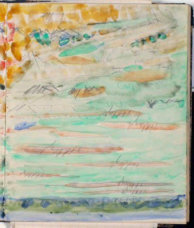Landschapsstudie. Kleuraanduidingen door Niels Larsen Stevns