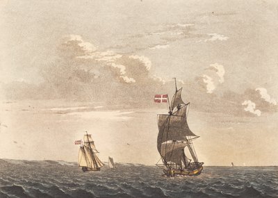 Een galei met zijwind, en een brik voor de wind door Niels Truslew