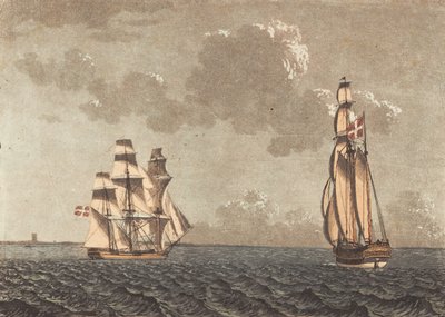 Een schip in de wind, en een galei met zijwind door Niels Truslew