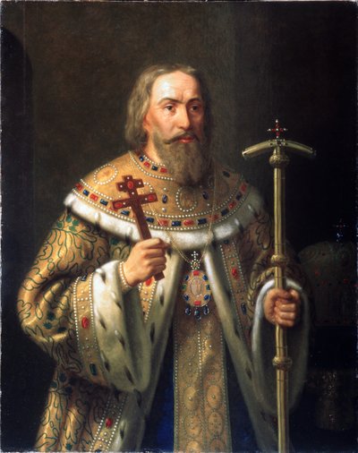 Portret van Patriarch Filaret van Moskou Fyodor Nikitich Romanov 1553-1633 door Nikanor Leontievich Tiutriumov