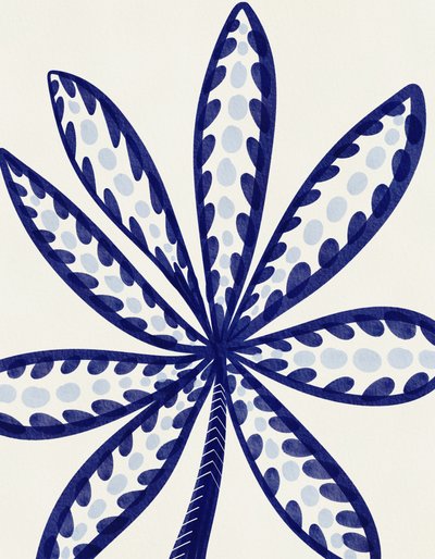 Blauw tropisch blad door Nikita Jariwala
