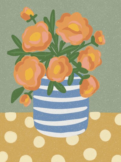 Stilleven met oranje bloemen door Nikita Jariwala