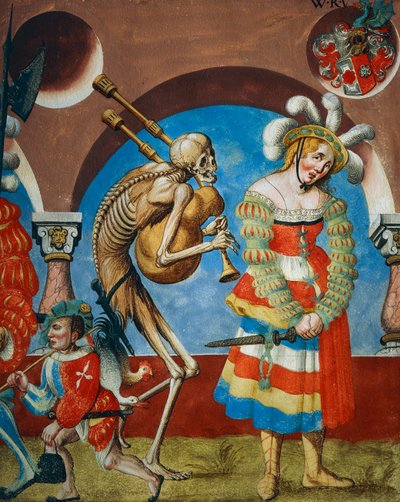 Dood met doedelzak en prostituee (detail) door Niklaus Manuel