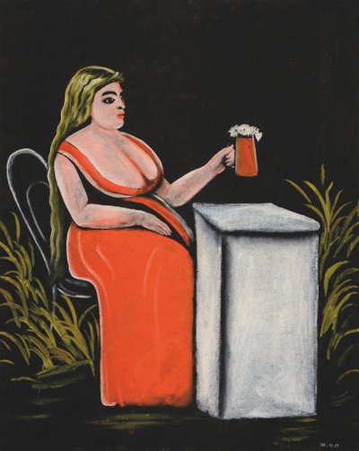 Vrouw met een Bierpul door Niko Pirosmani
