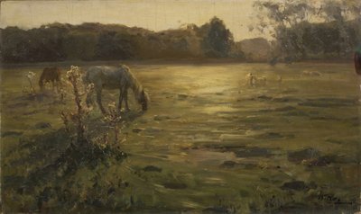 Paarden in de weide door Nikolai Alexandrovich Klodt