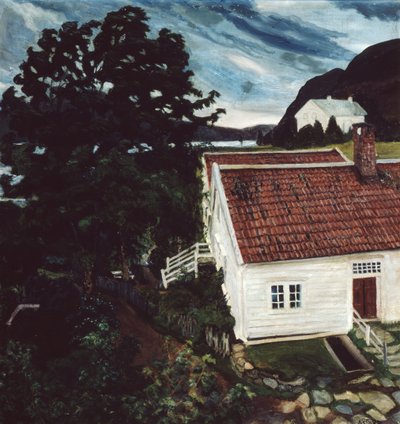 Jolster, nieuwe en oude pastorie door Nikolai Astrup